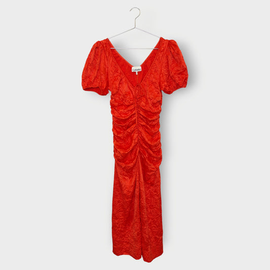 Grenadine Gathered U-Neck Dress