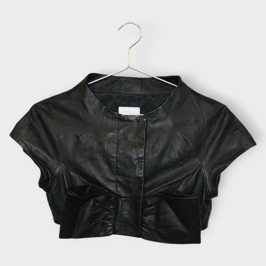 Leather Cap Sleeve Jacket Top