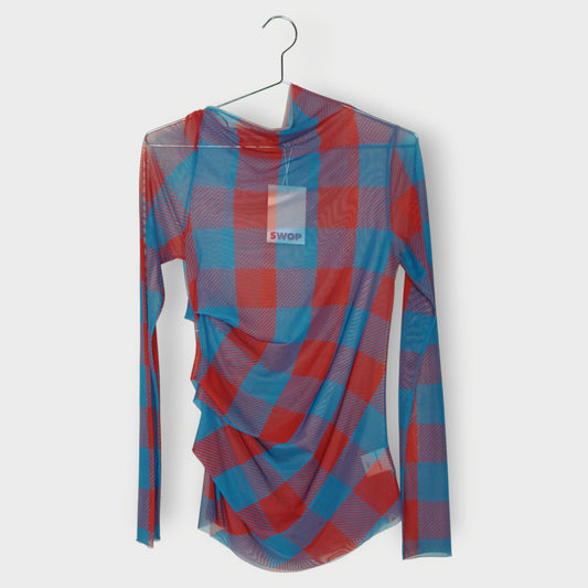 Check Gathered Mesh Skivvy