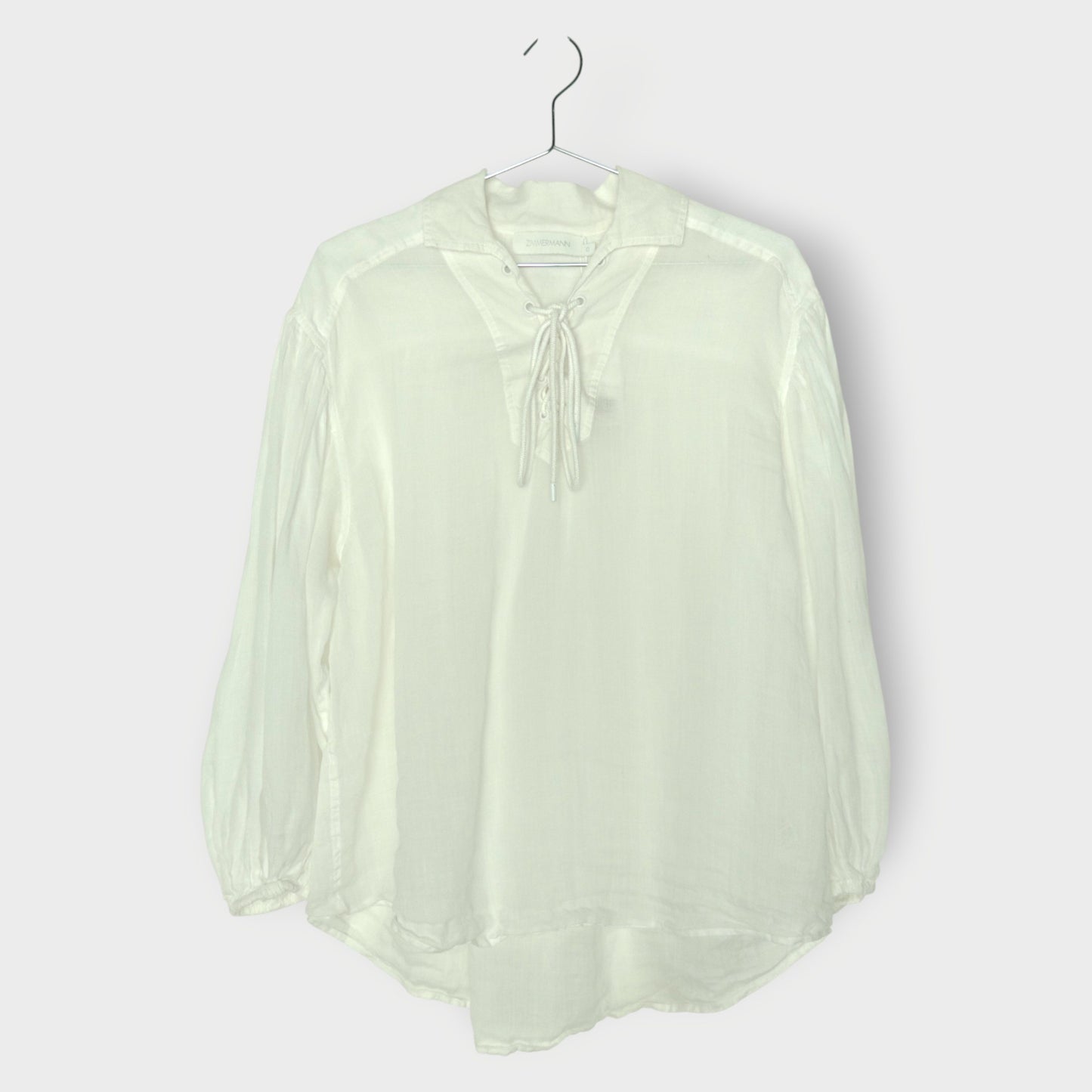 Semi Sheer Lace Up Top