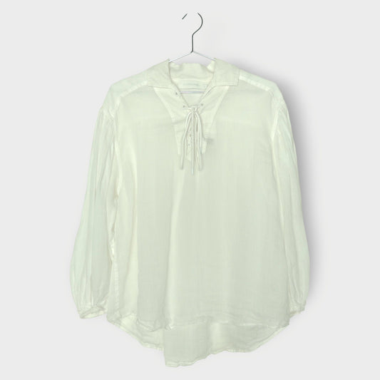 Semi Sheer Lace Up Top