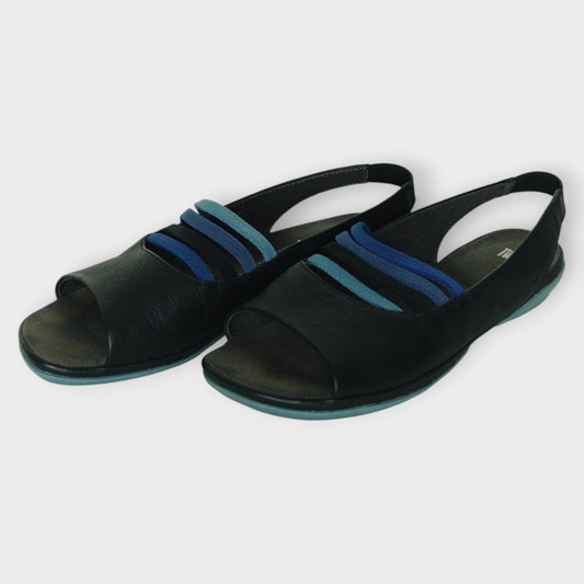 Leather Blue Strap Slingback Sandal