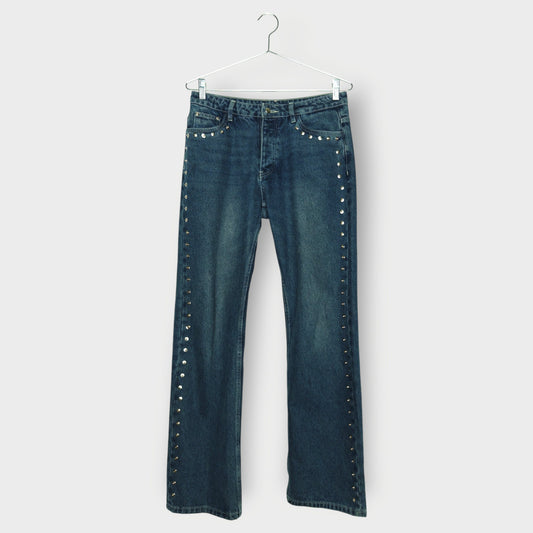Mid Wash Studded Crowd Jeans