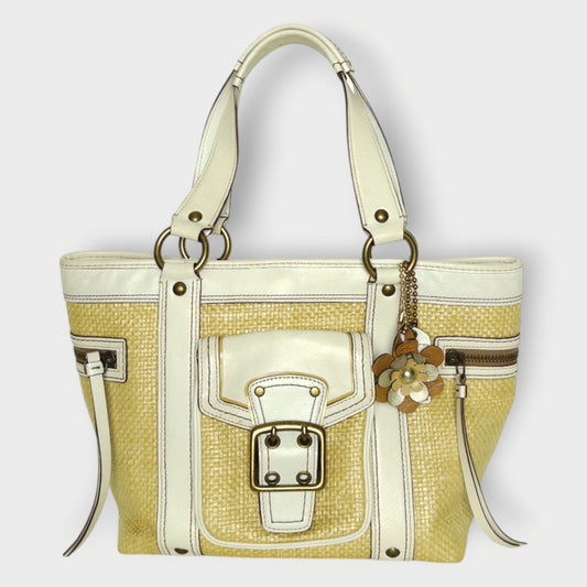 Leather Woven Straw Legacy Bag