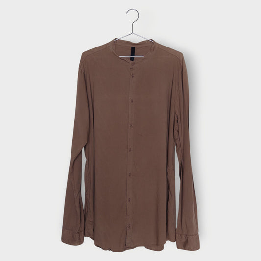 Cotton Collarless Button Up Shirt