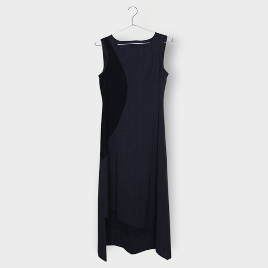Pinstripe & Asymmetrical Midi Dress