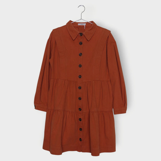 Cotton Button Down Midi Dress