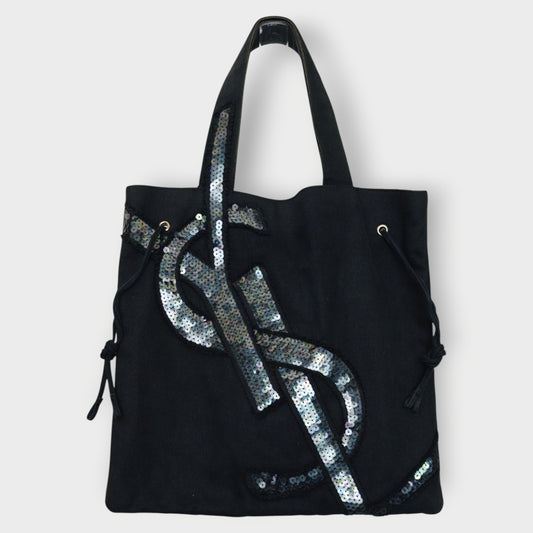 Cotton Drill Sequin Logo Tote