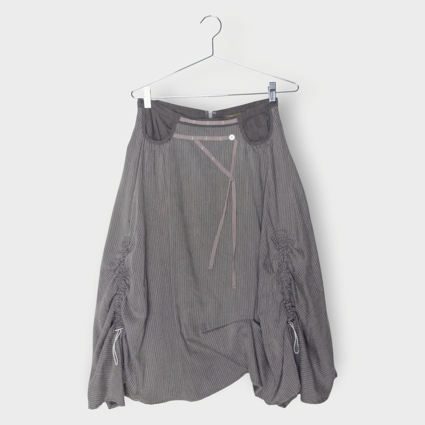 Pinstripe Ruched Skirt