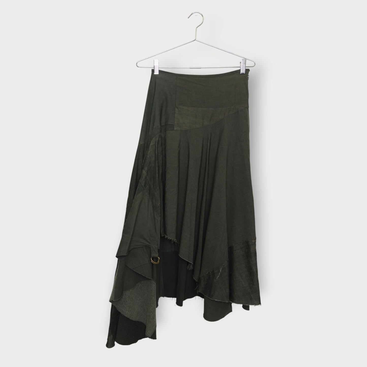 Patchwork Asymmetric Midi Skirt