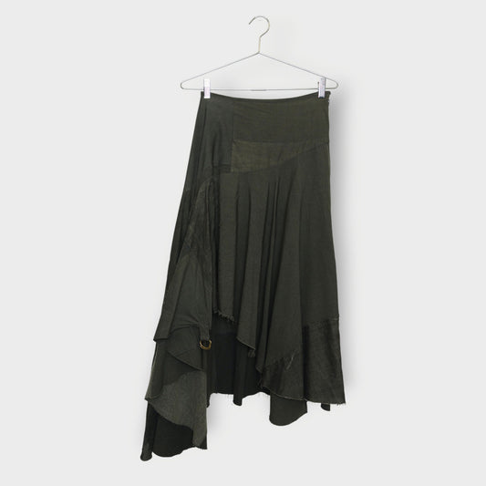 Patchwork Asymmetric Midi Skirt