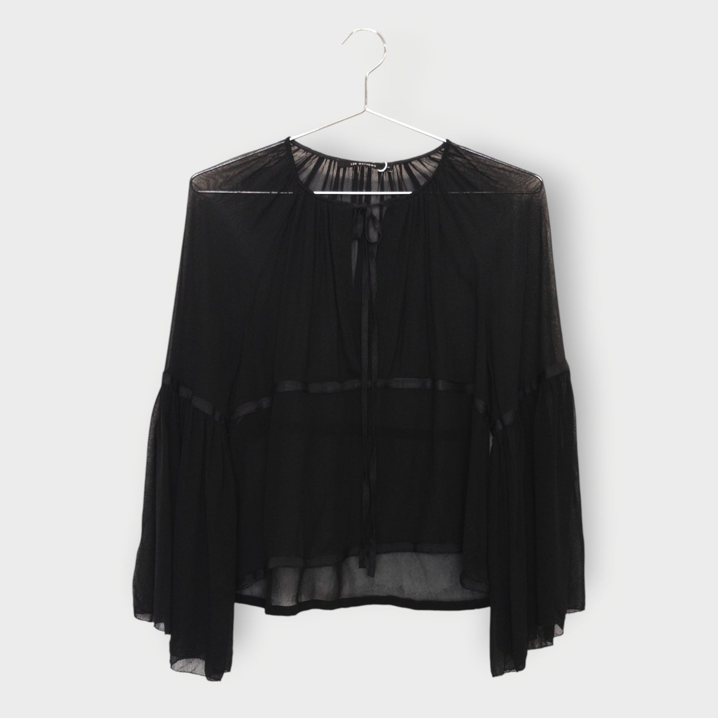 Sheer Bell Sleeve Blouse