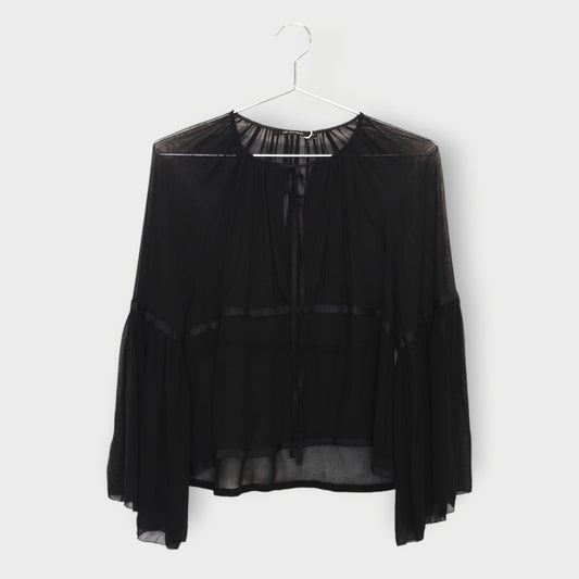 Sheer Bell Sleeve Blouse