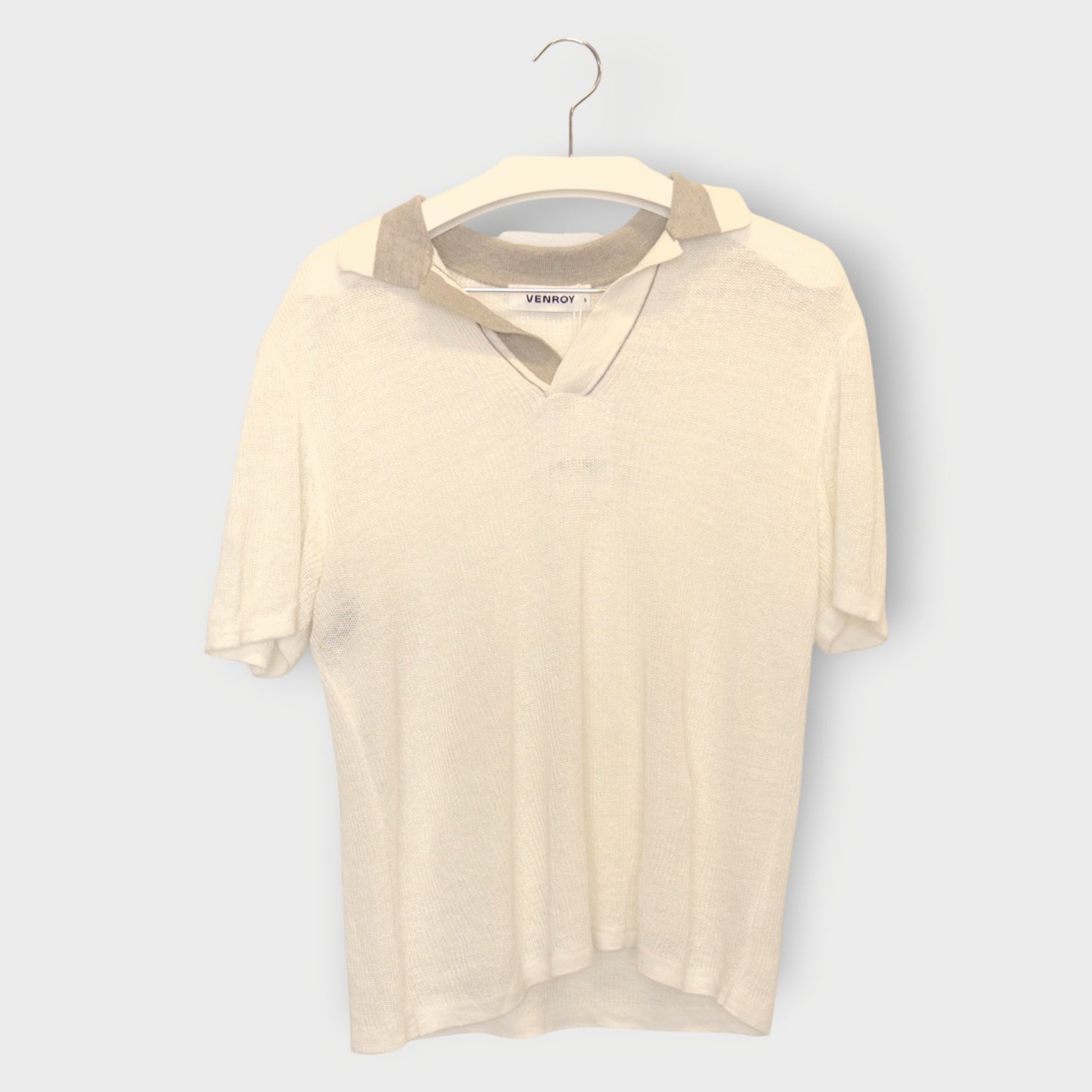 Beige Linen Knit Polo