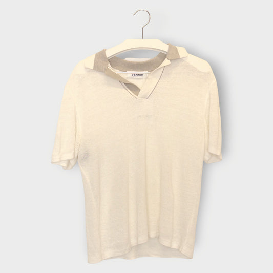 Beige Linen Knit Polo