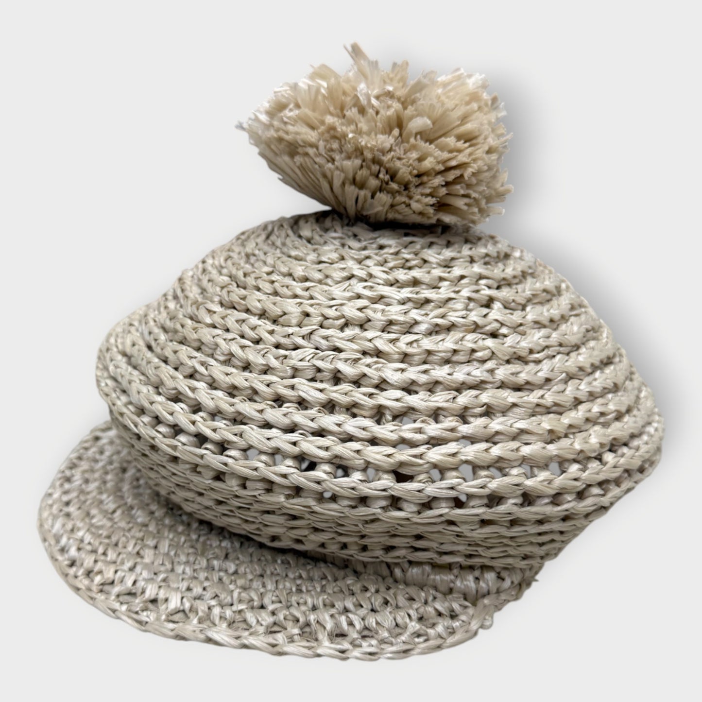 Rafia Pom Pom Hat