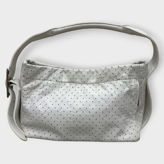 Perforation Floral Leather Shoulder Bag