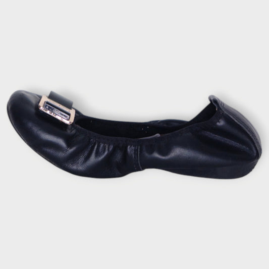 Leather Gold Buckle Ballet Flat