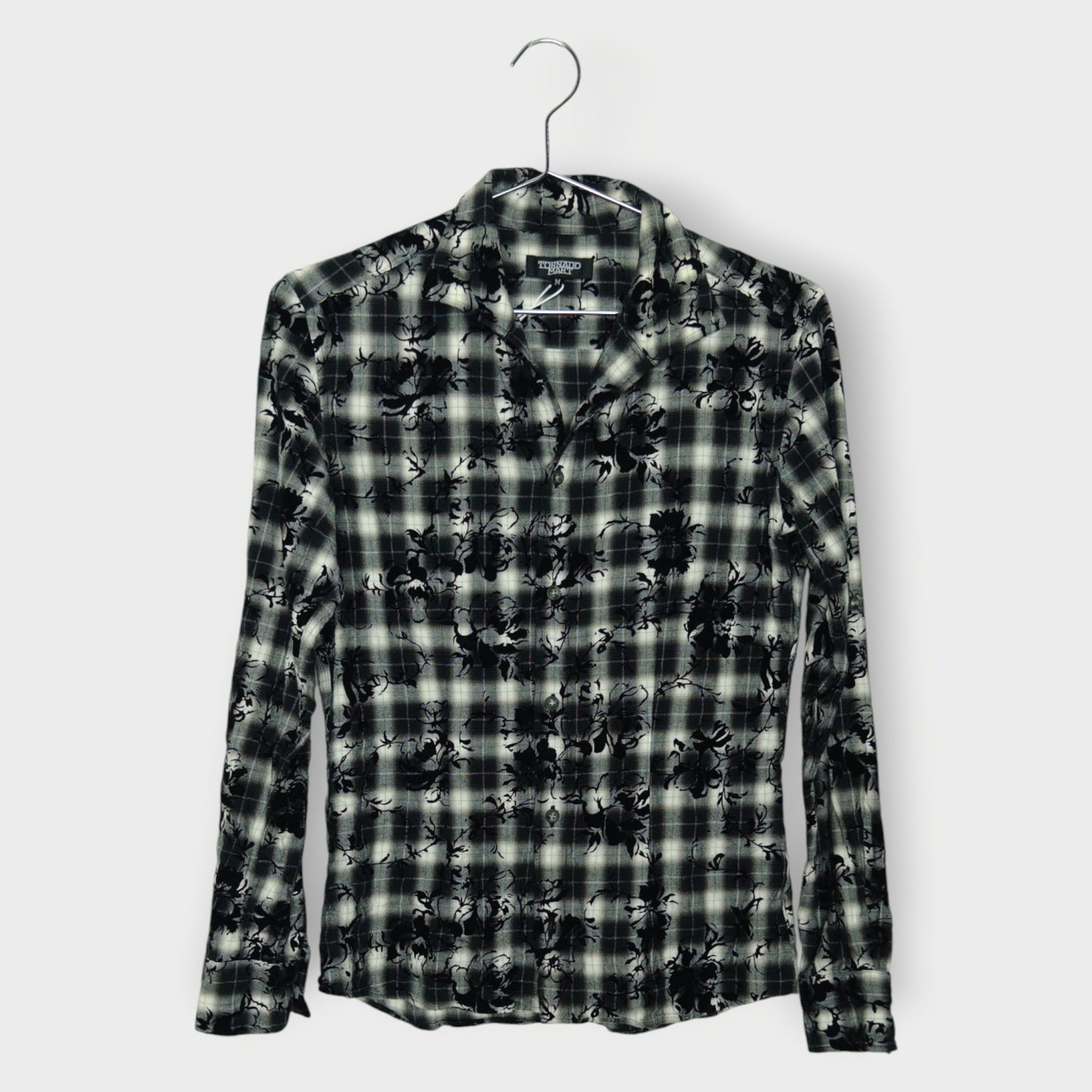 Check Flocked Floral Shirt