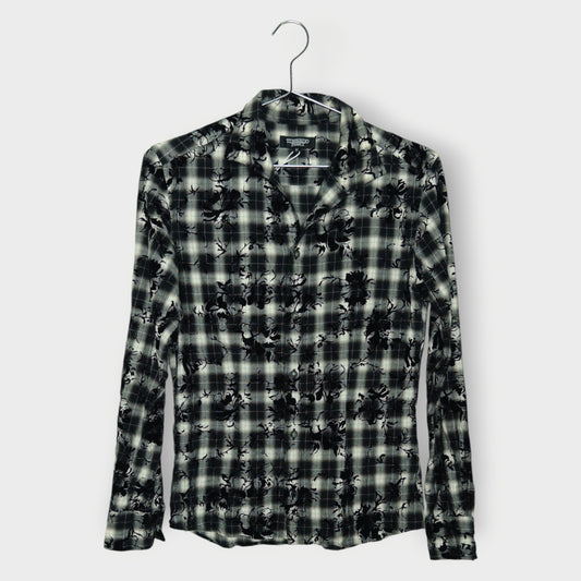 Check Flocked Floral Shirt
