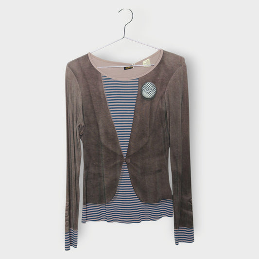 Stripe & Jacket Print Skivvy