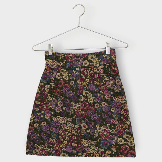 Floral Brocade High Waisted Mini
