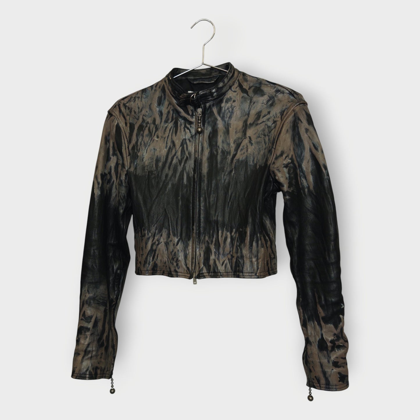 Faded Effect Leather Jacket