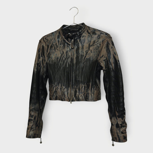Faded Effect Leather Jacket
