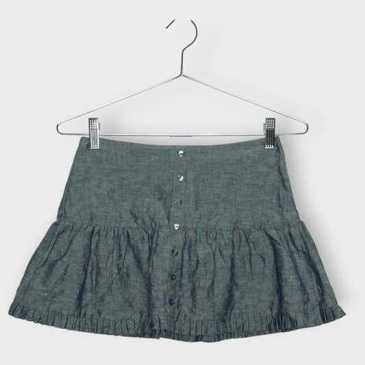 Linen Cotton Button Down Mini Skirt
