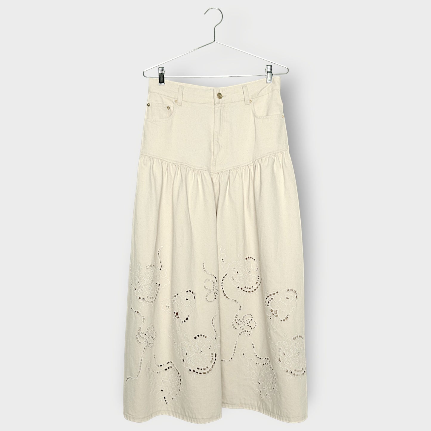 Denim Broderie Anglaise Skirt