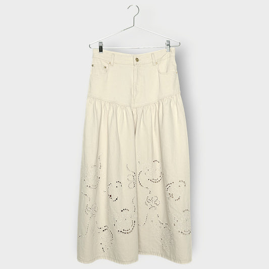 Denim Broderie Anglaise Skirt