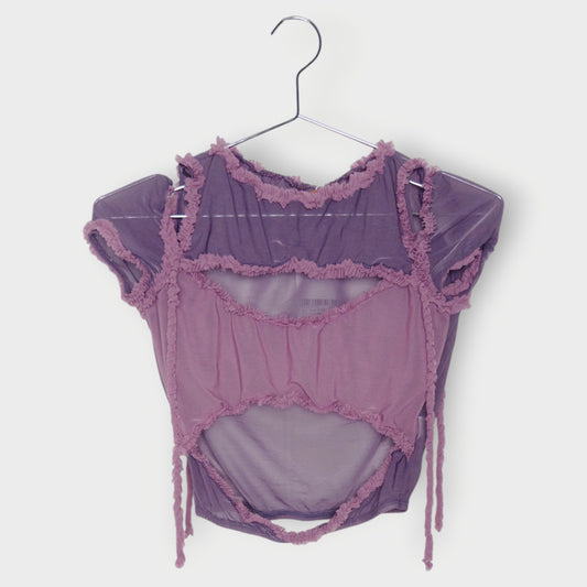 Semi Sheer Ruffle Trim T-Shirt