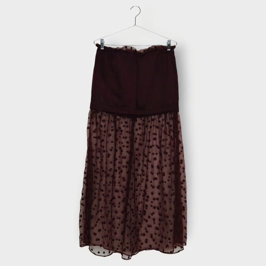 Sheer Polkadot Panel Maxi Skirt