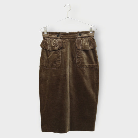 Corduroy Front Pockets Pencil Skirt