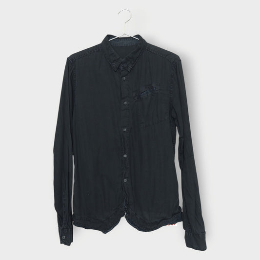 Ruffle Hem Collared Shirt