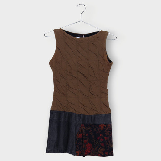 Gathered Denim Patchwork Mini