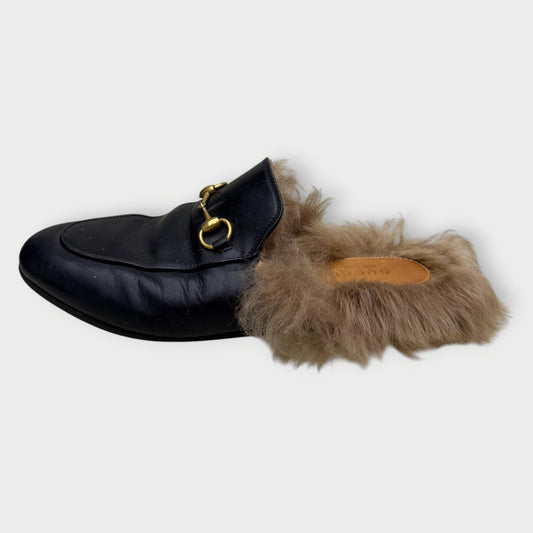 Leather Fur Horsebit Loafer
