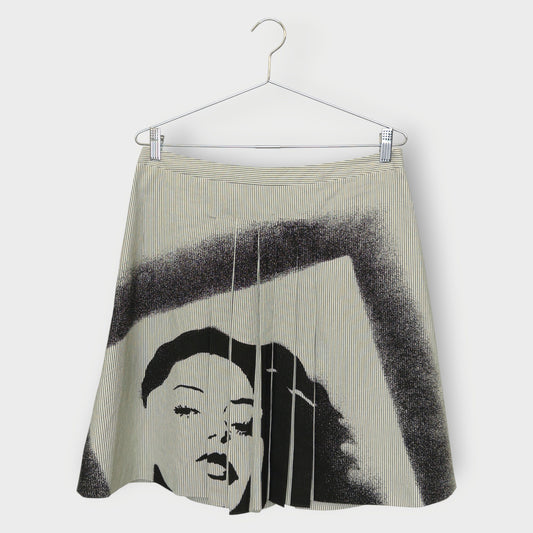 Stripe Face Pleat Skirt