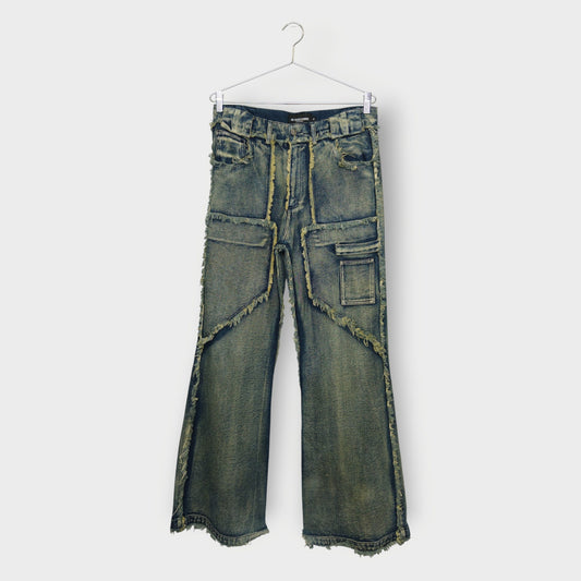 Distressed Seams Flare Jeans