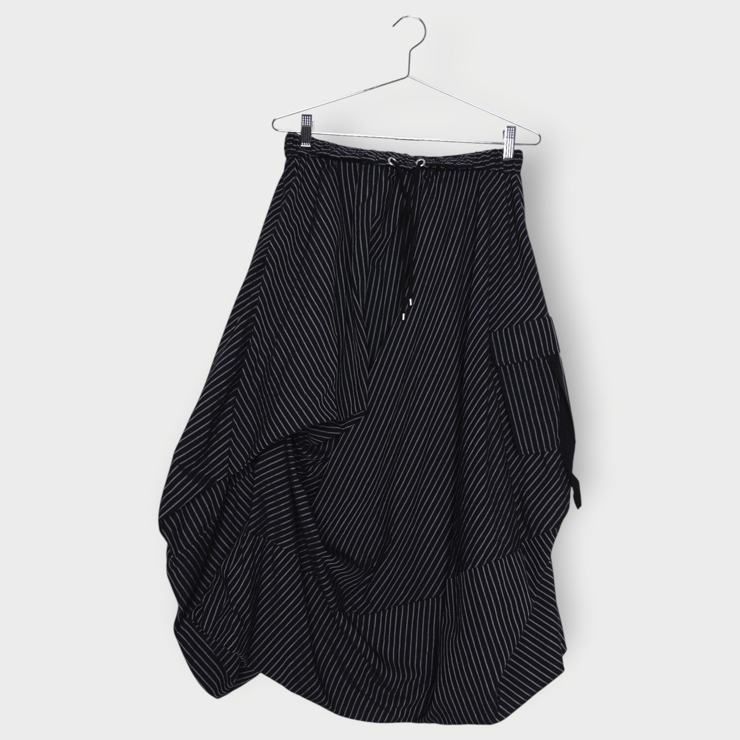 Stripe Gathered Cotton Skirt