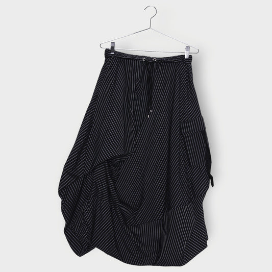 Stripe Gathered Cotton Skirt