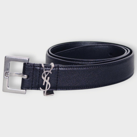 Leather Cassandre-Plaque Belt