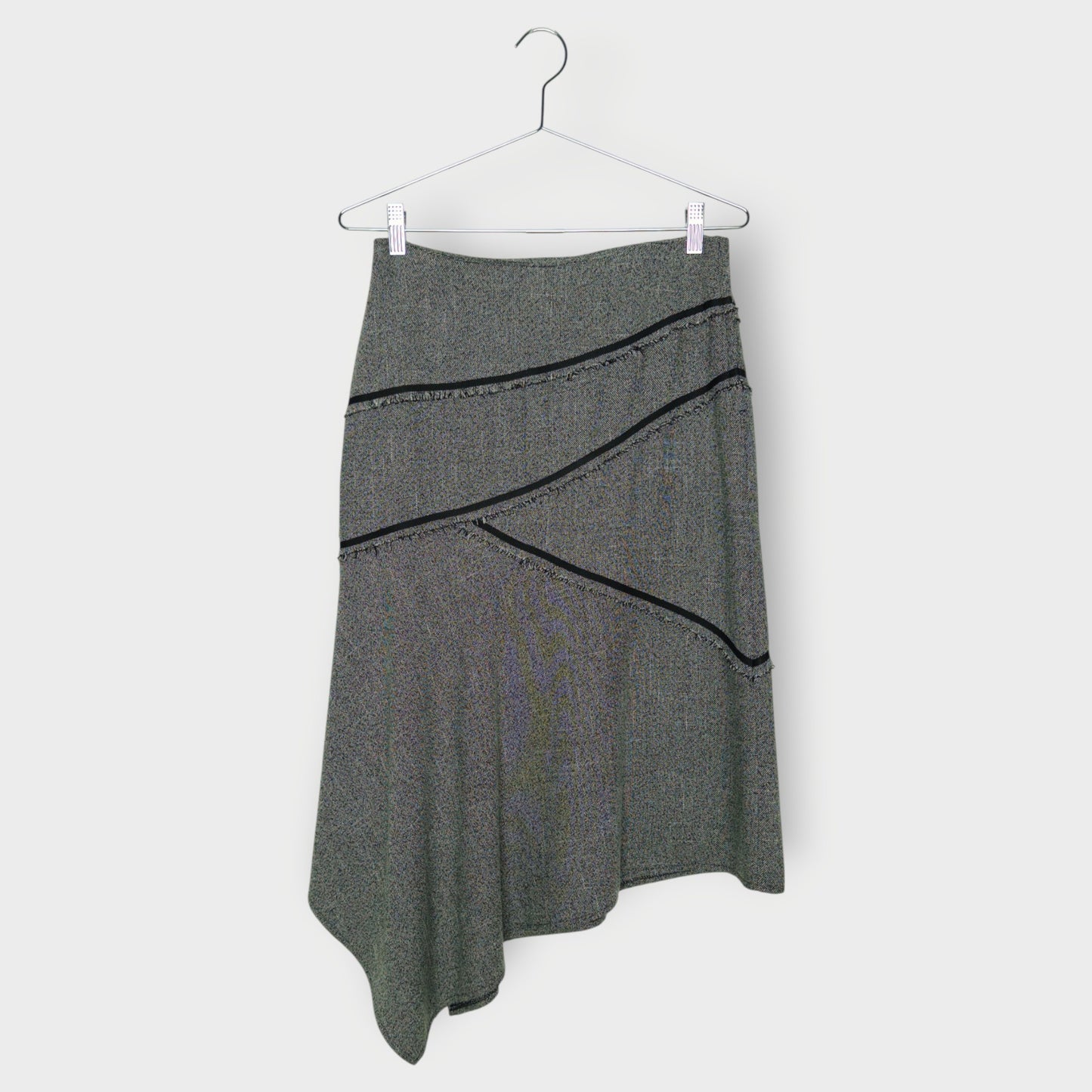 Mottle Asymmetric Midi Skirt