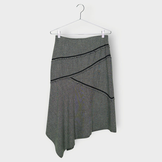 Mottle Asymmetric Midi Skirt