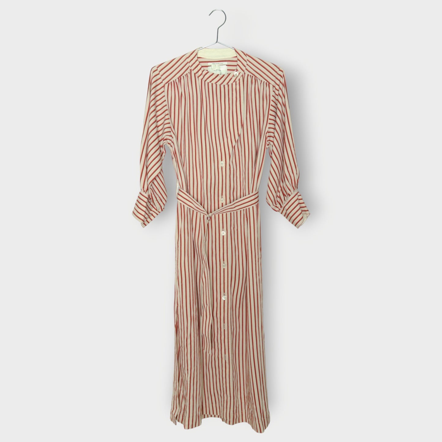 Stripe Grandad Collar Maxi Dress