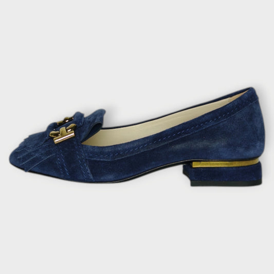 Suede Tassel Loafers & Gold Hardware