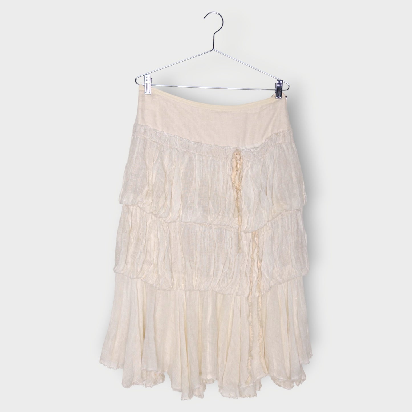 Ruffle Tiered Raw Hem Skirt