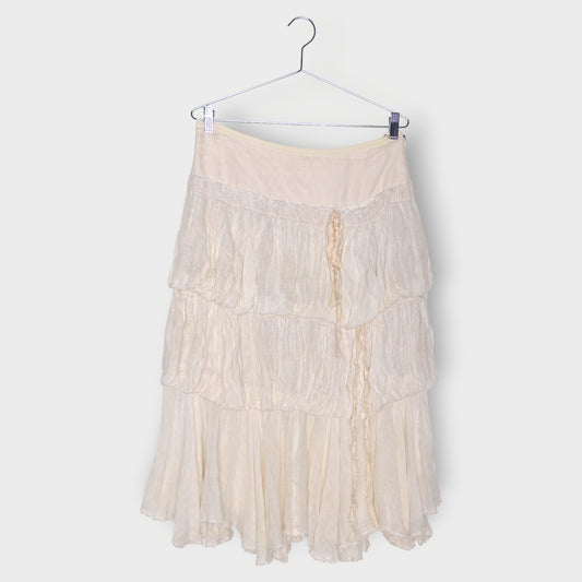 Ruffle Tiered Raw Hem Skirt
