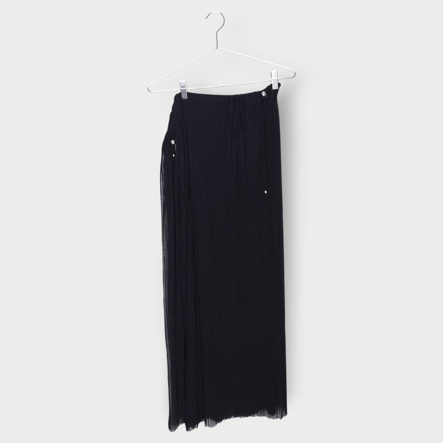 Micro Pleated High Slit Skirt