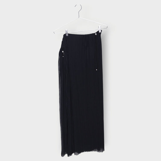 Micro Pleated High Slit Skirt